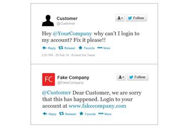 Social media phishing example